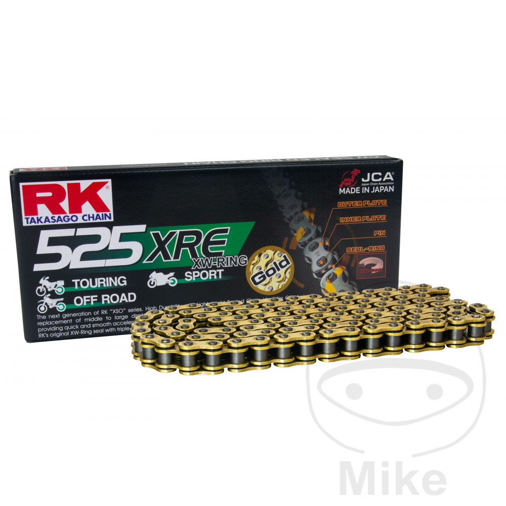 RK XW Chain Gold 525XRE/122 Open Chain with Rivet Lock for BMW F900XR F850GS + Adventure