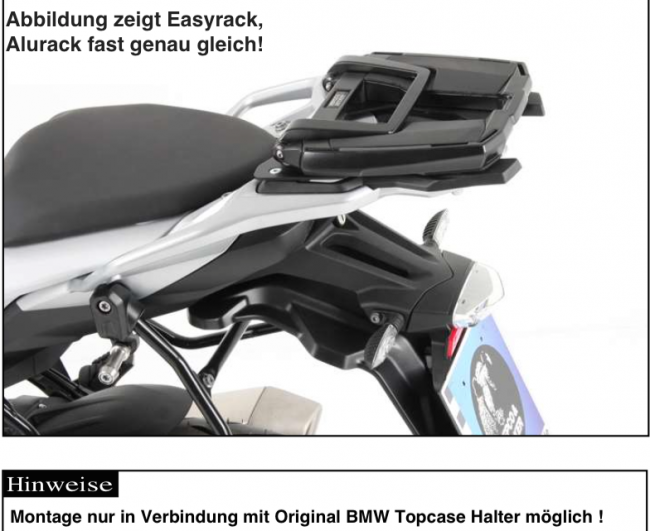 Hepco&Becker Alurack combination with original BMW top case carrier black for BMW S1000XR 2015-2019