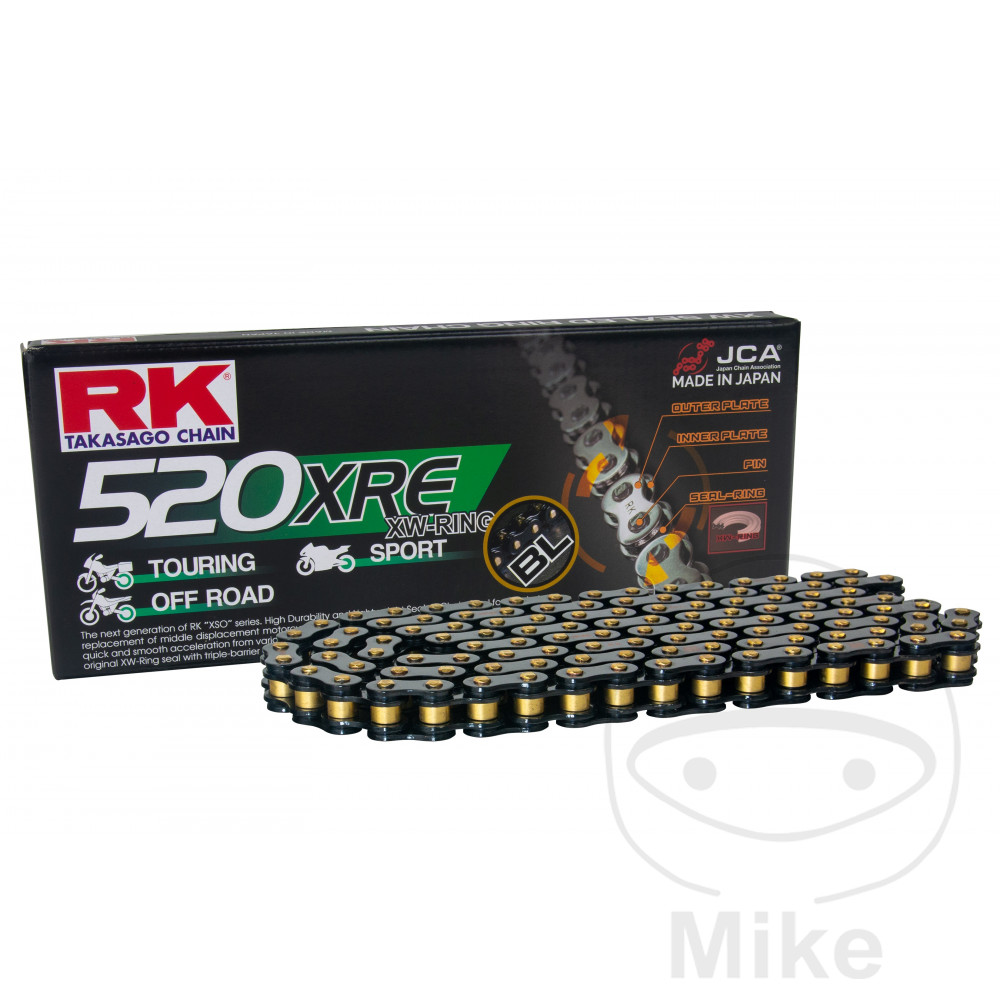 Cadena RK XW negra 520XRE/108 abierta con eslabón de remache para BMW G450X