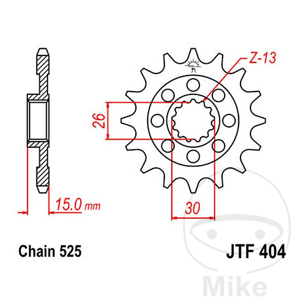 Racing - Pignone JT 15T 525 Fine Interno 26/30 per BMW S 1000 RR R XR HP4 M1000XR