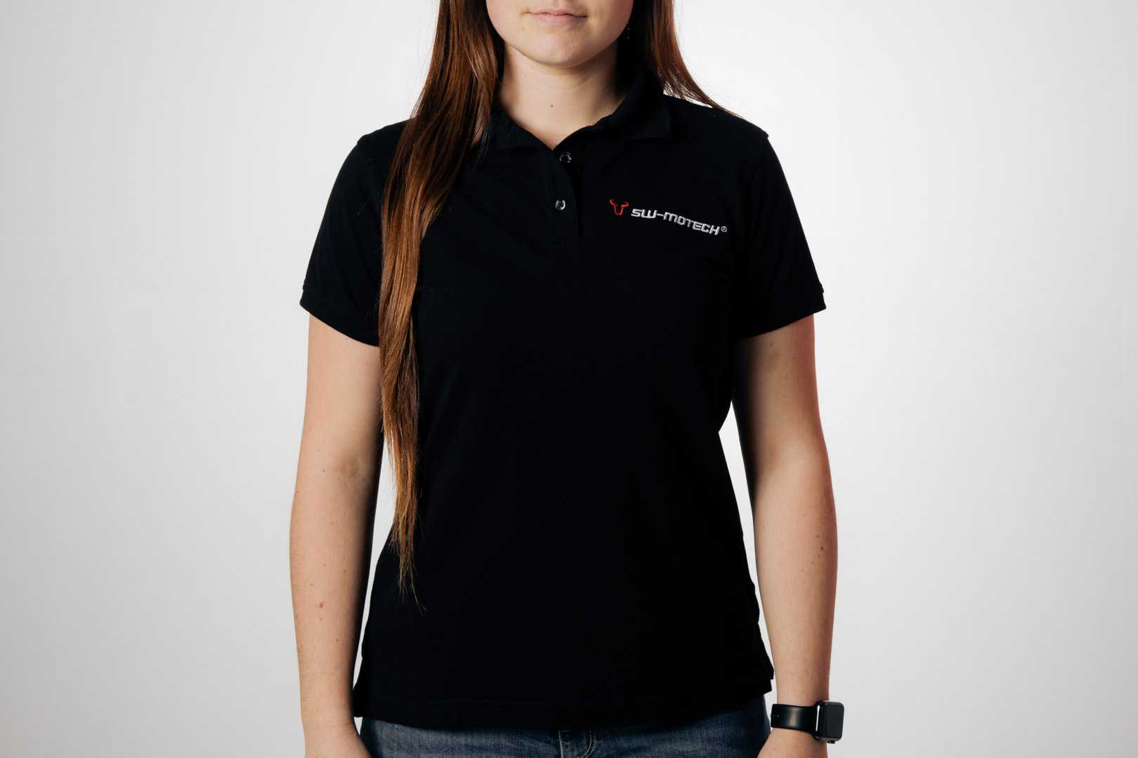 Camiseta Polo SW-Motech Team Línea Core. Negra. Dama. Talla S