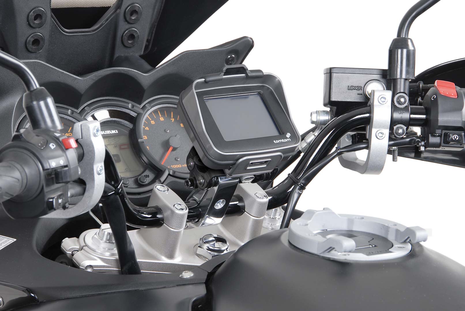 SW-Motech Navi - Mount with Handlebar Clamp for Handlebar Ø 25.4 mm Vibration Dampened Silver