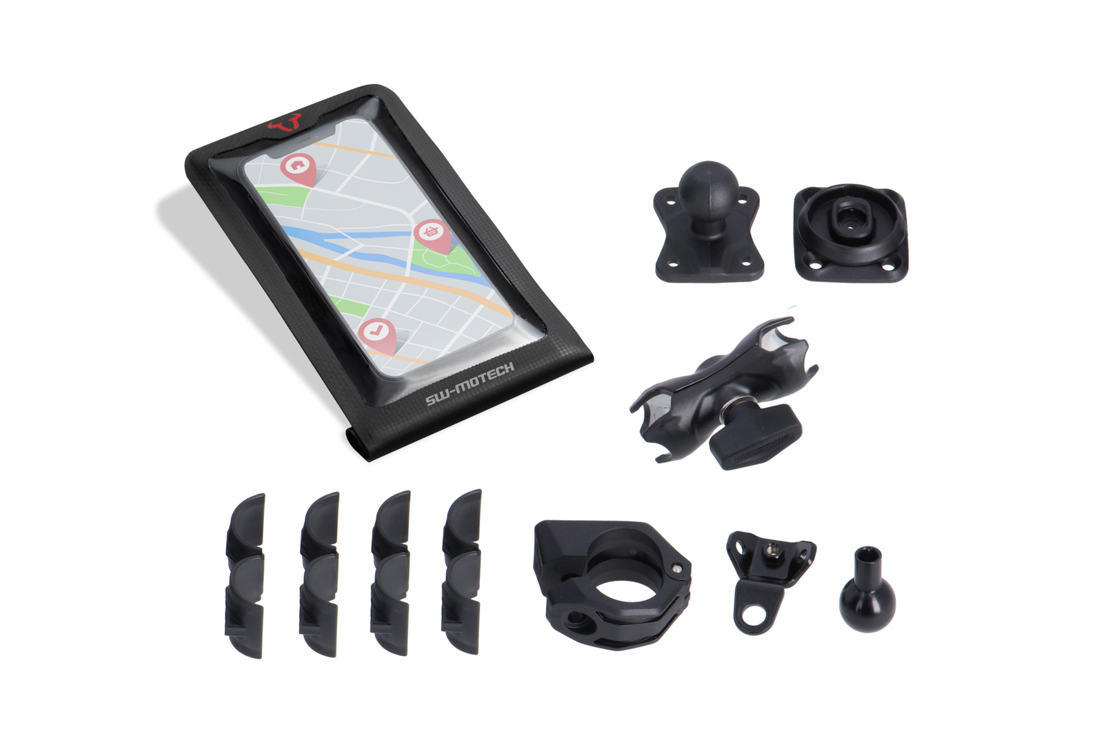 SW-Motech Universal Navi - Kit with Smartphone Drybag Including 2" Clamp Arm for Handlebar / Mirror Thread