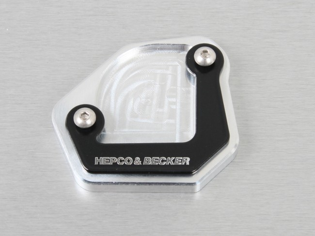 Plaque de béquille latérale Hepco&Becker argent/noir pour BMW F700GS 2012-2017