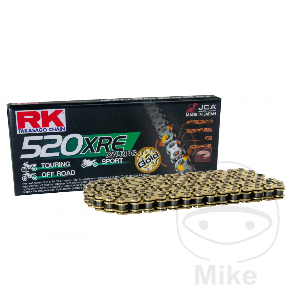 Cadena RK XW dorada 520XRE/108 abierta con eslabón de remache para BMW G450X