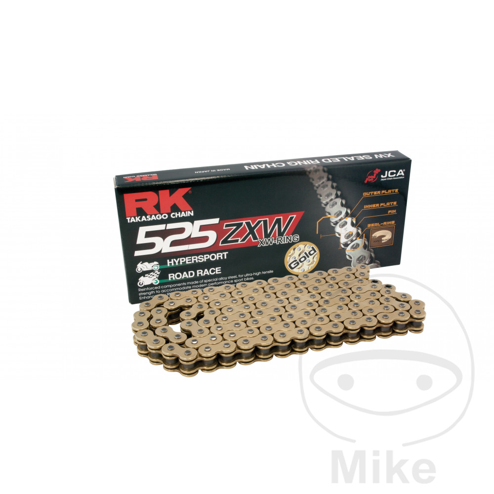 Catena a maglie aperte RK XW - Gold Ring 525ZXW/118 con chiusura a rivetto per BMW S1000RR 2009-2014