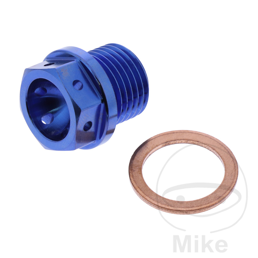 Tornillo de drenaje magnético JMP M16X1.50 mm 12 mm Titanio Azul para BMW S1000RR